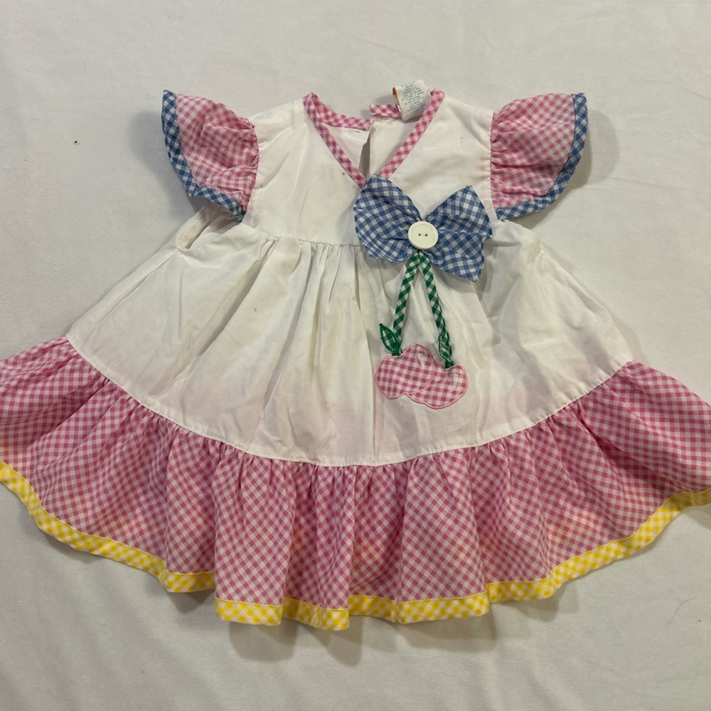 Vintage Cherry Plaid Mini Togs Dress Infant/Toddler